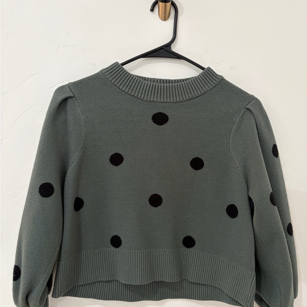Workshop Republic Clothing Green and Black Polka Dot Sweater